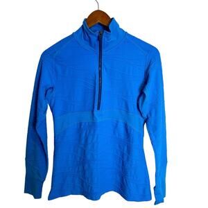 Title Nine Swift 1/4 Zip Textured Blue Pullover Sweatshirt Medium